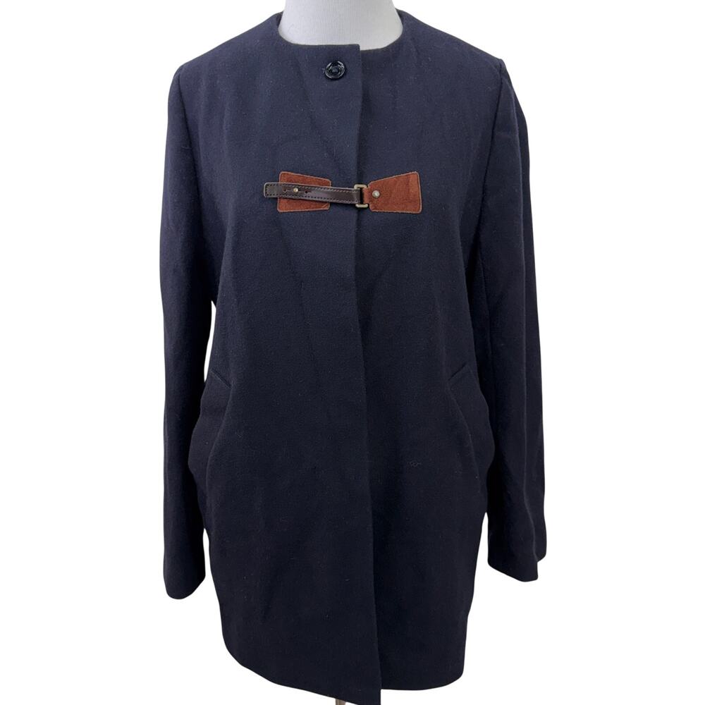 Sessun Azumi Women's Black Wool Collarless Coat Jacket Size Small